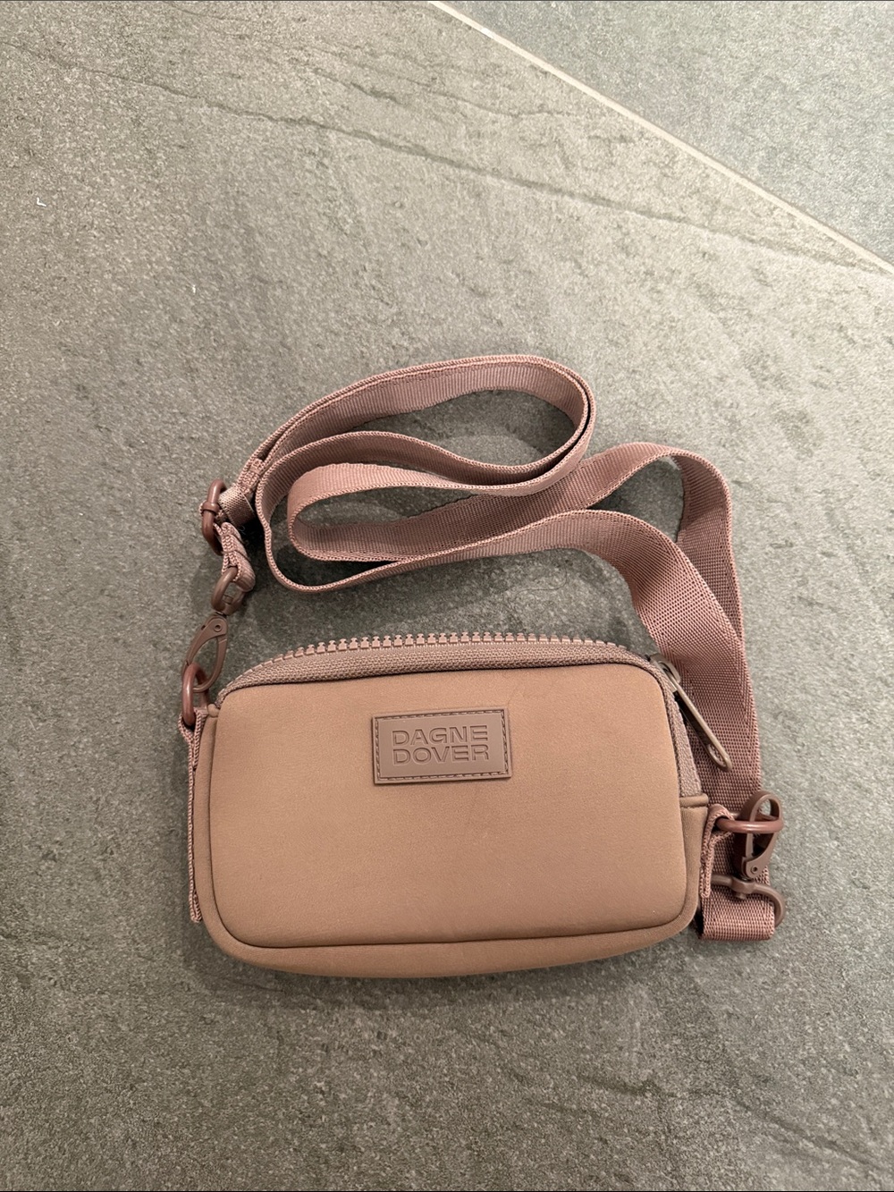 Dagne Dover Rose Taupe Compact Crossbody Bag